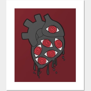 Black Dripping Eye Heart Posters and Art